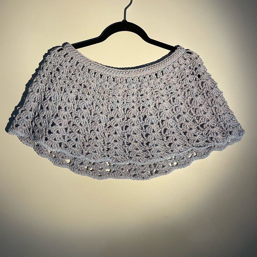 Elegant Blue Crocheted Women's Shawl